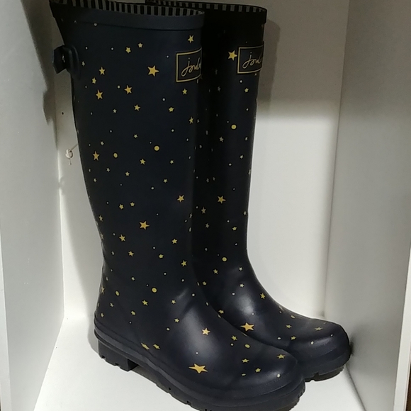 Joules Shoes - Joules Welly print Navy with gold Stars size 7
